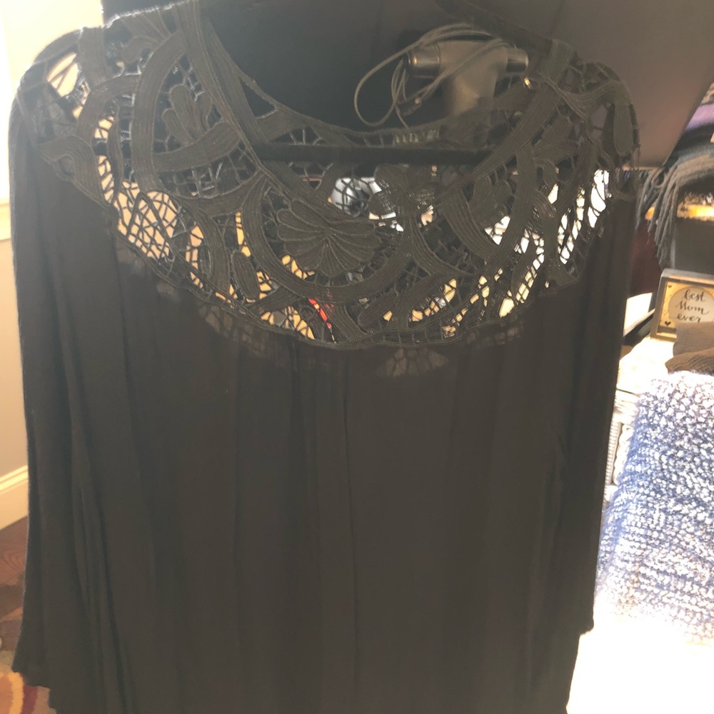 Black lace top mid sleeve by Avenue
